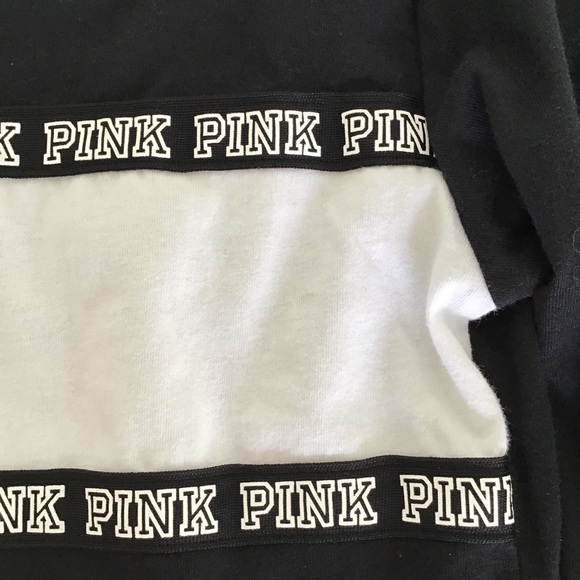 VS PINK BLACK & WHITE COLLEGIATE COLLECTION PINK NATION RUGBY TOP SIZE XS - Picture 12 of 14